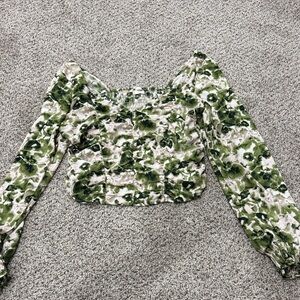 Open edit Floral Green Women's Top